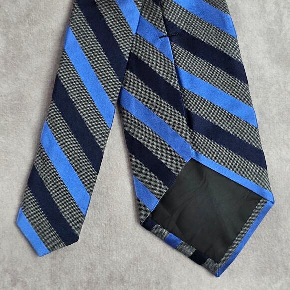 Croft & Barrow Gray Blue Stripe Repp Geometric Silk Viscose Neck Tie Men's - Picture 7 of 7